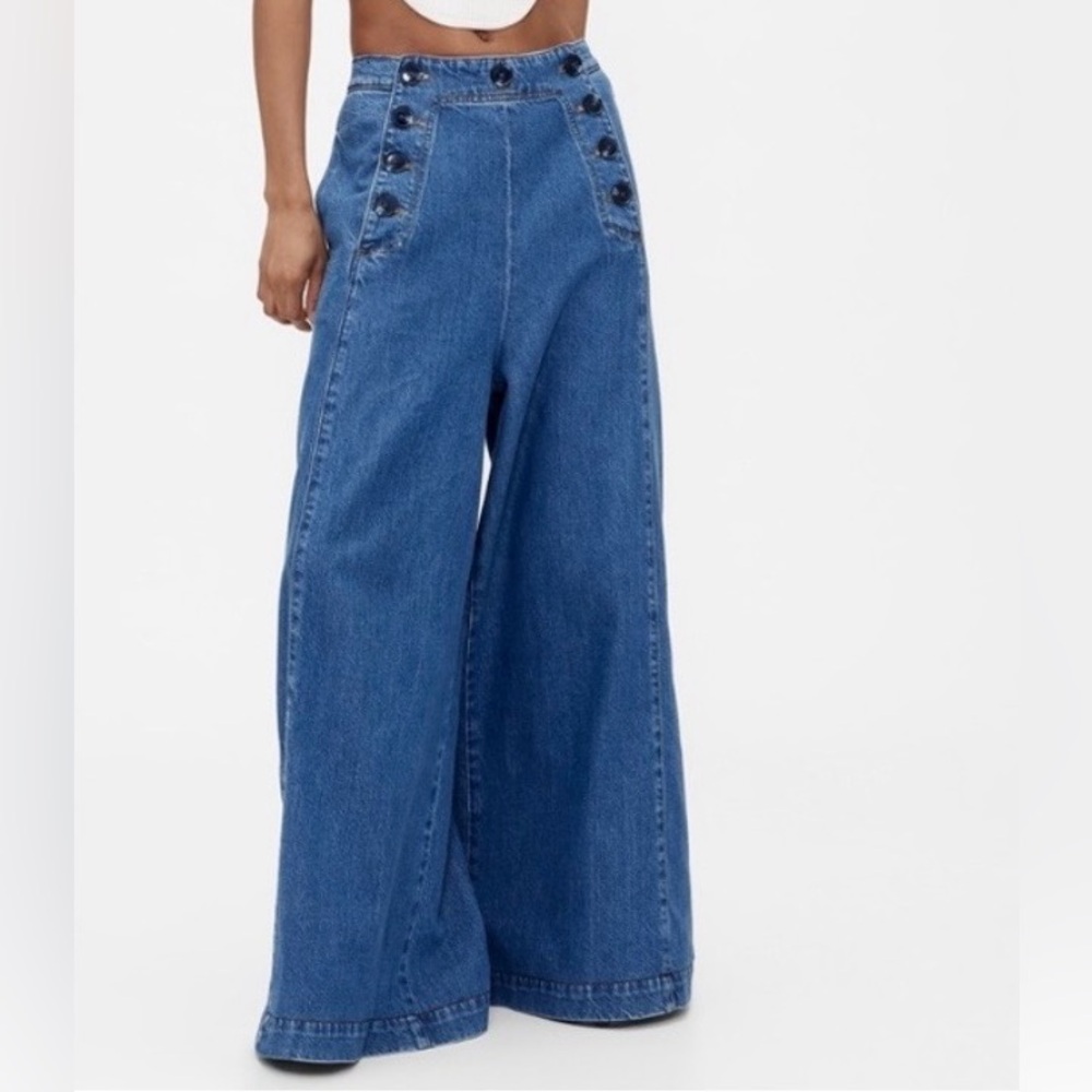 GAPstudio Wide Denim Leg Sailor Pants